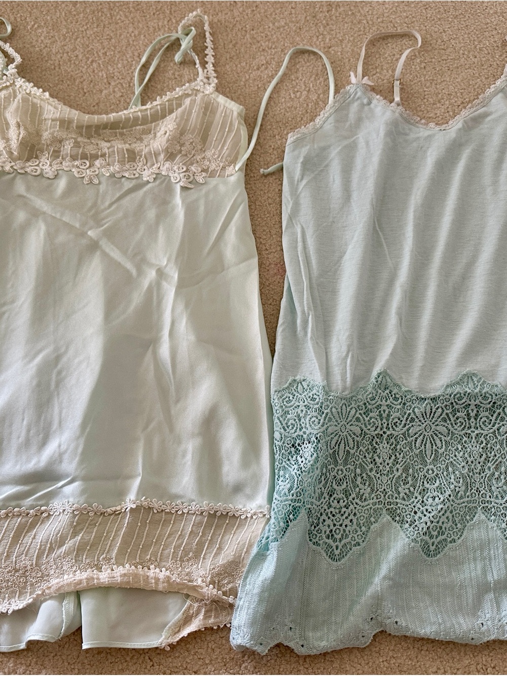 Flora Nikrooz Sage and Cream Lace-Trim Camisole Set